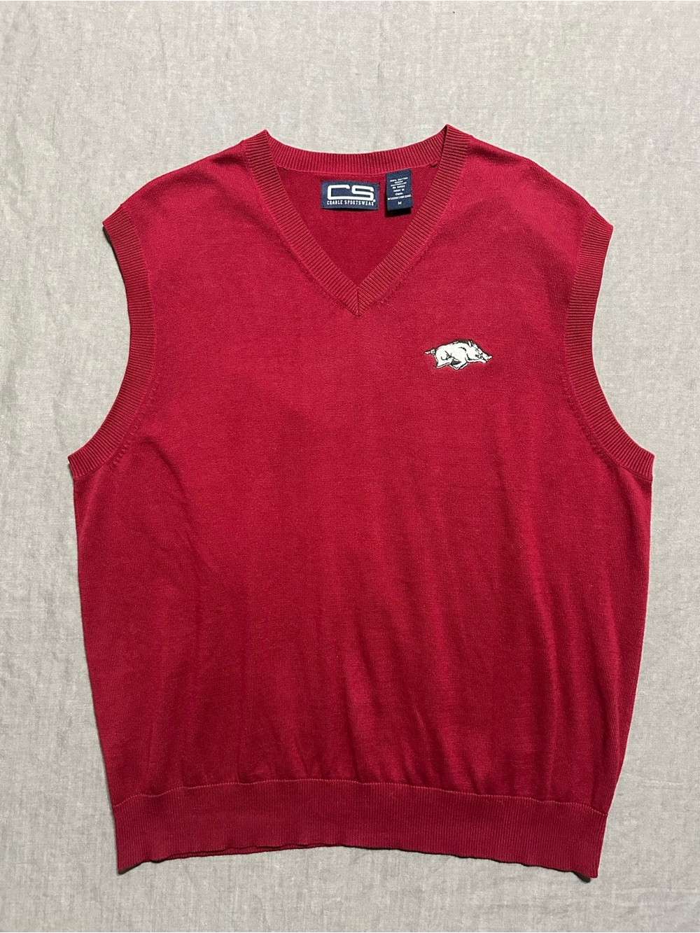 Arkansas Razorbacks Crable Sportswear Men's Red V-Neck Sweater Vest